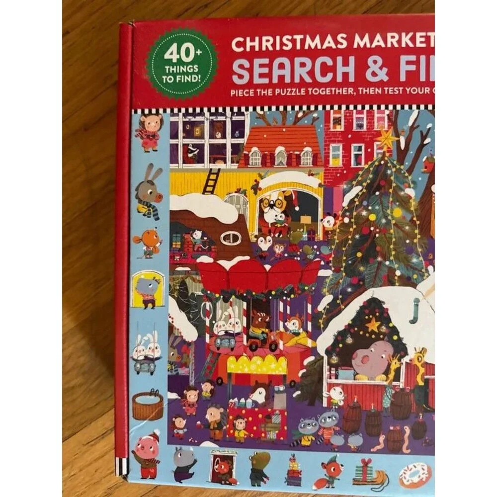 New Christmas holiday winter market search and find puzzle
